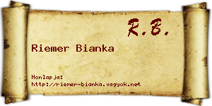 Riemer Bianka névjegykártya